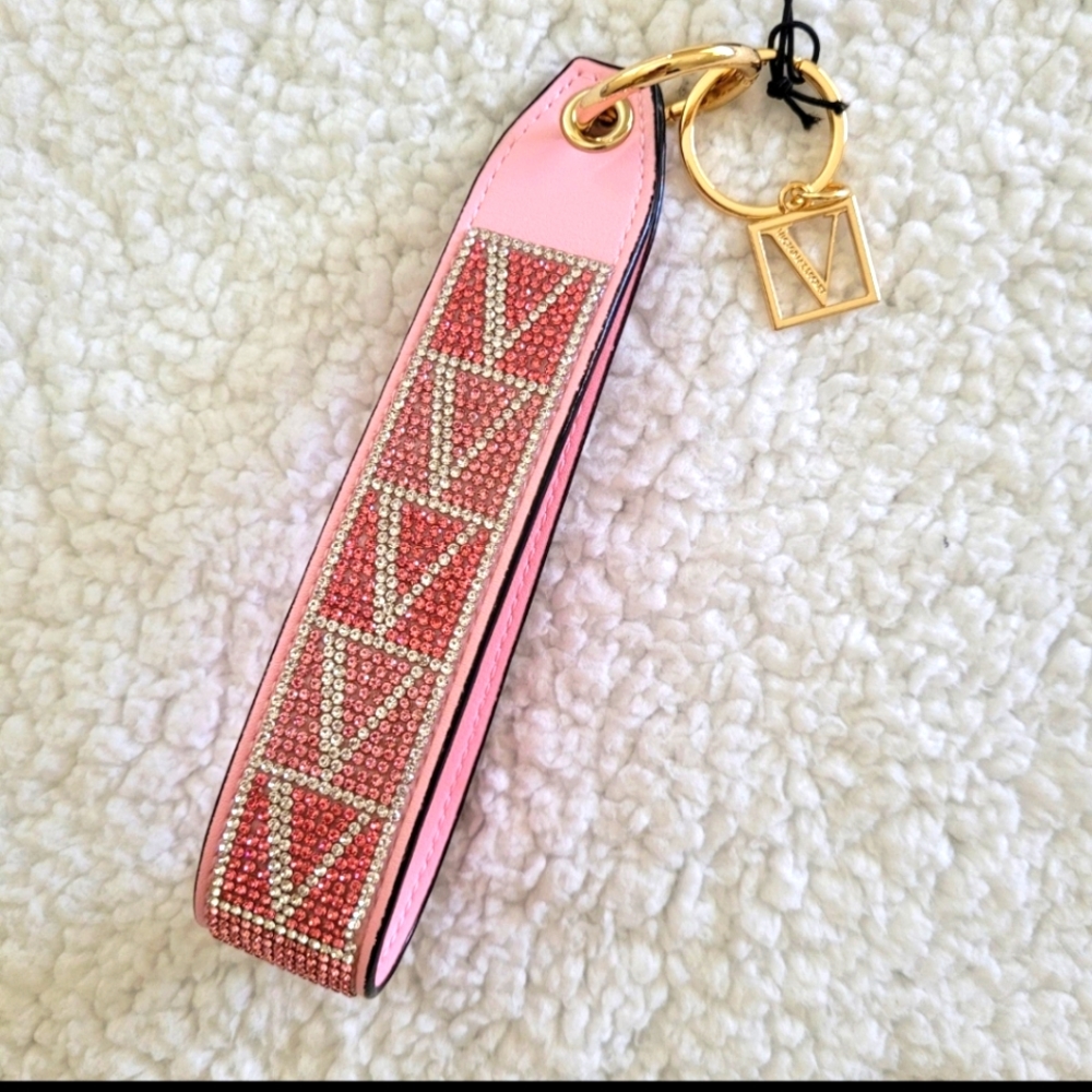 Victoria's Secret rhinestone wristlet strap keychain